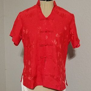 New Authentic Vietnamese 100% Silk Ao Dai Red Blouse Top, Size M